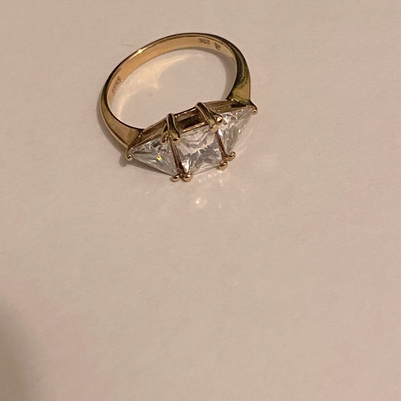 Vintage 3 Stone CZ Gold over Sterling Ring - Picture 6 of 11